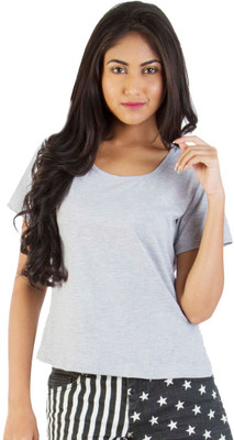 

Vea Kupia Solid Women's Round Neck Grey T-Shirt