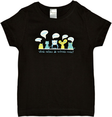 

HoneyPossum Boys Printed Cotton T Shirt(Black, Pack of 1, Jet black