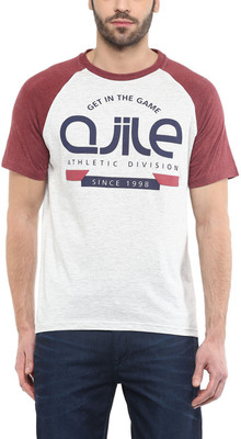 

Ajile by Pantaloons Printed Men's Round Neck Beige T-Shirt, Oat melange