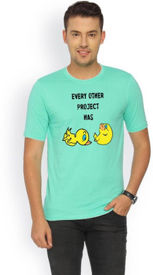 

Campus Sutra Printed Men Round Neck Green T-Shirt