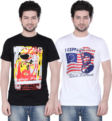 

Zebu Printed Men's Round Neck Multicolor T-Shirt(Pack of 2)
