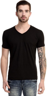 

Mi Moda Solid Men's V-neck Black T-Shirt