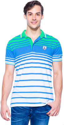 

Mufti Striped Men's Polo Neck Multicolor T-Shirt, Green