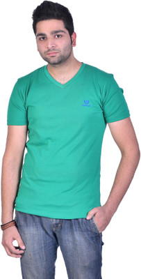 

Colors & Blends Solid Men's V-neck Green T-Shirt, Light green