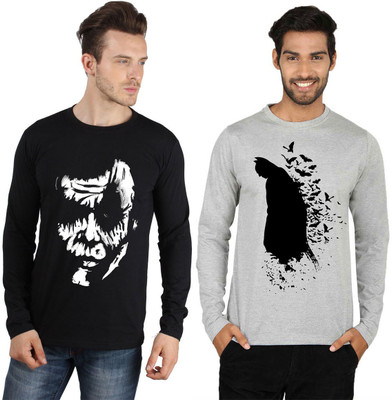 

SayItLoud Printed Men's Round Neck Black, Grey T-Shirt(Pack of 2)