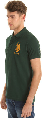

U.S. Polo Assn. Solid Men's Polo Neck Green T-Shirt, Trekking green