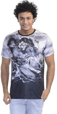 

Superman Printed Men' Round Neck White T-Shirt, Black;white