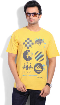

Quick Silver Printed Men's Round Neck Yellow T-Shirt, Ygc0