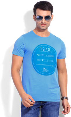 

Jack & Jones Graphic Print Men's Round Neck Light Blue T-Shirt, Heritage blue