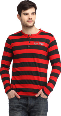 

Rockhard Striped Men' Henley Red, Black T-Shirt, Multicolor