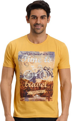 

Fritzberg Printed Men's Round Neck Yellow T-Shirt