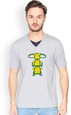 

Campus Sutra Solid Men V-neck Grey T-Shirt