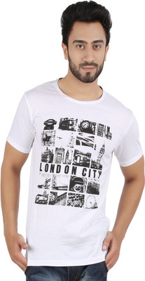 

Hoodz Printed Men's Round Neck White T-Shirt