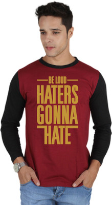 

SayItLoud Printed Men's Round Neck Maroon, Black T-Shirt, Black;maroon