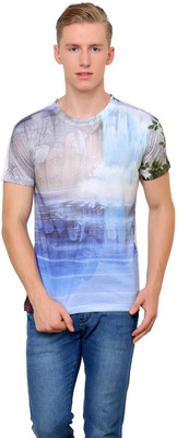 

Can Can Graphic Print Men' Round Neck Multicolor T-Shirt, White