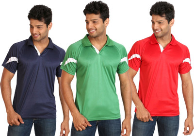 

Campus Sutra Solid Men Polo Neck Blue, Red, Green T-Shirt(Pack of 3