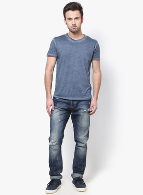 

Jack & Jones Solid Men's Round Neck Blue T-Shirt, Navy blazer