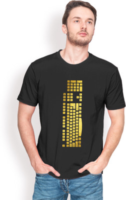 

Foyld Graphic Print Men's Round Neck Black, Gold T-Shirt
