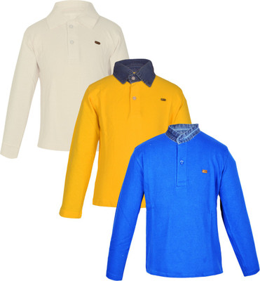 

Gkidz Boys Solid Cotton T Shirt(Multicolor, Pack of 3