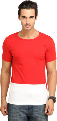 

Fio Solid Men's Round Neck Black, Red T-Shirt