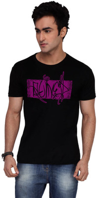

Inkovy Graphic Print Men' Round Neck Black T-Shirt