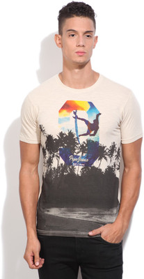 

Pepe Jeans Graphic Print Men's Round Neck Beige T-Shirt
