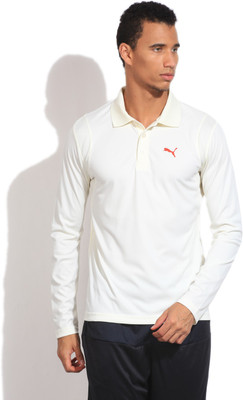 

Puma Solid Men's Polo Neck White T-Shirt, Cream