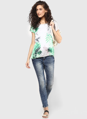 

Vero Moda Printed Women's Round Neck White T-Shirt, Snow white