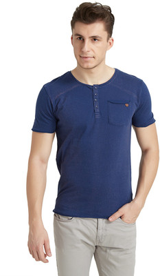 

Breakbounce Solid Men's Henley Blue T-Shirt, Print blue