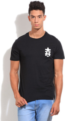 

ADIDAS Printed Men's Round Neck Black T-Shirt