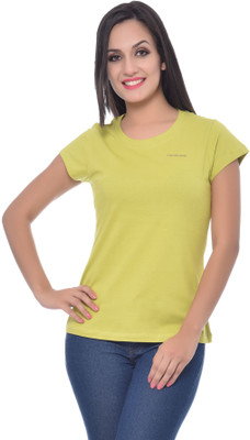 

Frenchtrendz Solid Women's Round Neck Yellow T-Shirt, Lime