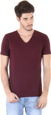 

Fio Solid Men' V-neck Maroon T-Shirt, Burgundy