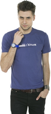 

Okane Printed Men' Round Neck Purple T-Shirt