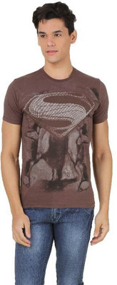 

Superman Printed Men' Round Neck Brown T-Shirt, Bitter choco melang
