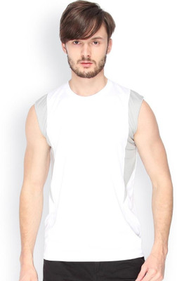 

Campus Sutra Solid Men Round Neck White, Grey T-Shirt
