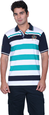 

Proline Striped Men's Flap Collar Neck Green T-Shirt
