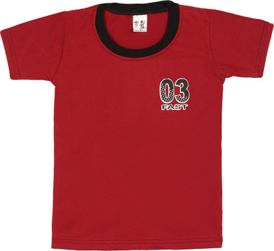 

SR Kids Boys Solid Cotton T Shirt(Red, Pack of 1