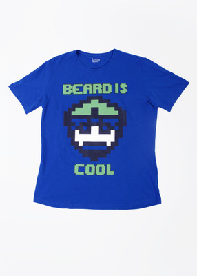 

United Colors of Benetton Printed Men's Round Neck Blue T-Shirt, 911