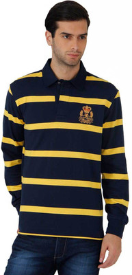 

Fahrenheit Striped Men's Polo Neck Yellow, Dark Blue T-Shirt, Lemon chrome/navy