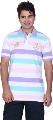 

Proline Striped Men's Flap Collar Neck Purple T-Shirt