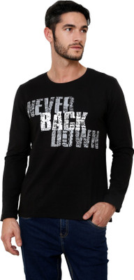 

Rigo Printed Men's Round Neck Black T-Shirt