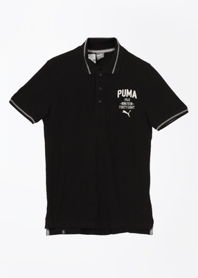 

Puma Solid Men' Polo Neck Black T-Shirt