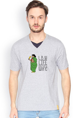 

Campus Sutra Solid Men V-neck Grey T-Shirt