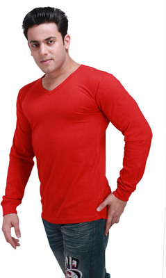 

Inkovy Solid Men' V-neck Red T-Shirt