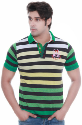 

Fungus Striped Men's Polo Neck Green T-Shirt