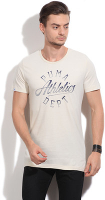 

Puma Printed Men's Round Neck White T-Shirt, Birch