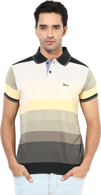 

Okane Striped Men's Polo Neck Yellow T-Shirt, Lemon