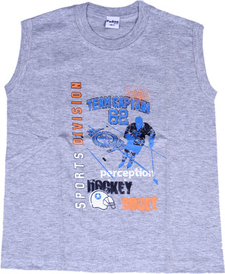 

Padma Boys Printed T Shirt(Grey, Pack of 1, Light grey