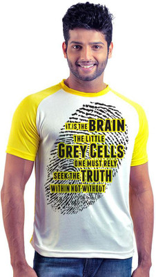 

6th Cross Graphic Print Men's Round Neck Multicolor T-Shirt, White;yellow