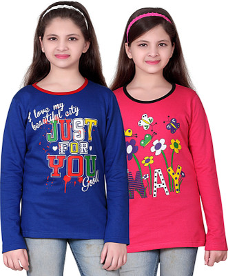 

FabTag - Sini Mini Girls Printed T Shirt(Multicolor